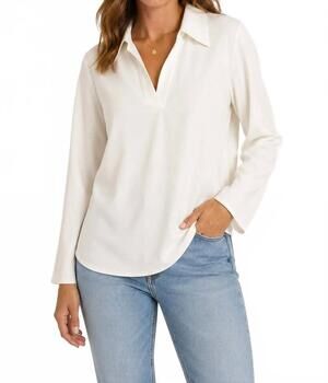 NEW ISLE APPAREL chic after dark collared tunic top in white
